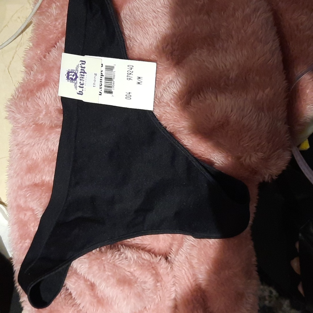Sexy Black Lace Thong Panties By B.TEMPT'D Size